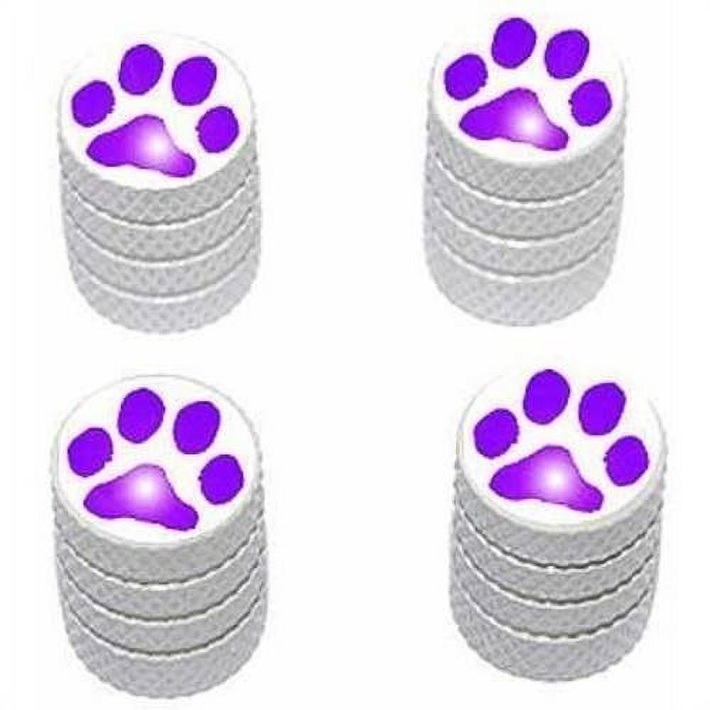 Paw Print Purple Tire Rim Wheel Aluminum Valve Stem Caps, Multiple