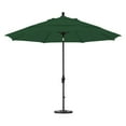thumbnail image 5 of 11' Sun Master Series Patio Umbrella With Matted Black Aluminum Pole Fiberglass Ribs Collar Tilt Crank Lift With Sunbrella 1A Forest Green Fabric, 5 of 11