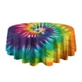 thumbnail image 5 of Colorful Tie Dye Pattern Round Tablecloth 60"x60",Wrinkle Wipeable Table Cloth for Kitchen Dining Room Picnic Patio Party, 5 of 6
