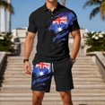 thumbnail image 1 of WILLBEST Pantalones Cortos para Hombre, Conjunto de Dos Piezas con Botones, Camisa de Manga Corta con Bandera Europea y Británica, Estilo Informal, Holgado y Cómodo para Negocios Urbanos., 1 of 5