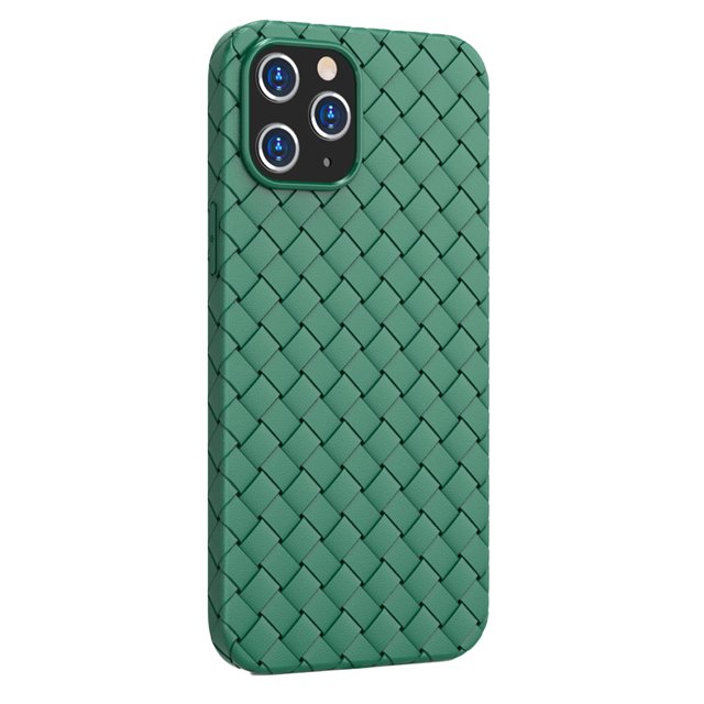 Lojalitet Compatible con iP14Pro 6.1, Funda para teléfono con diseño de Textura de Cuero y Tejido, Material de TPU, Ultrafina, Verde