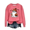 thumbnail image 2 of DDAPJ pyju Halloween Ghost Sweatshirt Women Spooky Season Graphic Shirt Oversized Long Sleeve Fall Pullover Tops Watermelon Red XXL, 2 of 3