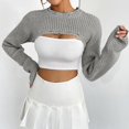 thumbnail image 2 of GBSYEWXS Women Sweater Crew Neck Solid Color Long Sleeve Cover-Up Base Grey Sweater, 2 of 6