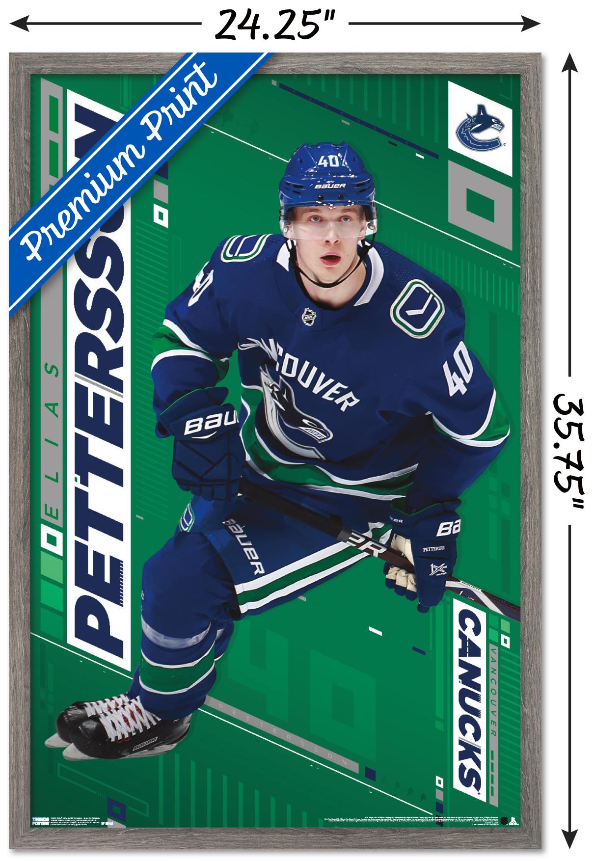 NHL Vancouver Canucks - Elias Pettersson 19 Wall Poster, 22.375" x 34", Framed