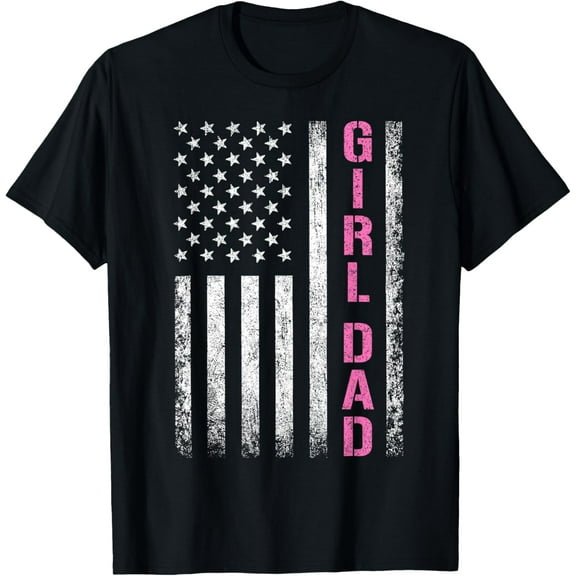 Father'S Day Dad Daughter Dad Of Girls Usa Flag T-Shirt Unisex S-5XL Hot Trending Shirt, Vintage Birthday Gift