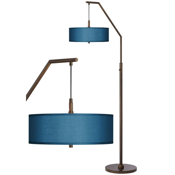 Possini Euro Design Modern Arc Floor Lamp Downbridge Oil Rubbed Bronze Blue Polyester Drum Shade For Living Room Reading Bedroom Com Possini Euro Design Modern Arc Floor, Arc Floor Lamp Drum Shade
