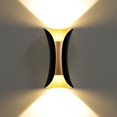 thumbnail image 1 of Aplique de pared LED moderno y creativo de 10 W, resistente al agua, IP65, de aluminio, para interiores y exteriores, 3000 K, negro y dorado, 1 of 5