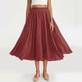 thumbnail image 4 of Skirt for Women Casual Plus Size Skirts Summer Large Solid Womens Skirts Elastic Waist Flax A-line Ankle Skirt for Women Long, Wine, 4 of 9