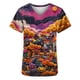 thumbnail image 4 of Tops Cortos para las Mujeres, Cuello en V Imprimido Halloween Manga Corta Ropa de Trabajo con Bolsillo, Poliéster Casual, 4 of 5