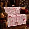 thumbnail image 3 of Sweet Holiday Charm Pink Christmas, Festive Holiday Scene, Warm Flannel Blanket for Living Room and Reading Nook with Detailed Artwork, Art Lovers Christmas Gift, Festive Home Decor, 3 of 9