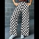 thumbnail image 4 of Pantalones Casuales A Cuadros para Mujer, Cintura Elástica, Cómodos, Holgados, de Pierna y con Bolsillos Negro S, 4 of 7