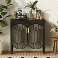thumbnail image 5 of LEFHDA Buffet Cabinet, Sideboard Cabinet with Storage, Accent Storage Cabinet with Carved Arc Door Design for Kitchen Dining Room, 2 Doors Buffet Cabinet with Adjustable Shelves, 5 of 9