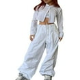 thumbnail image 1 of Women Casual Trousers with Solid Color  Elastic Waist Drawstring Loose Version Summer Clothing, 1 of 7