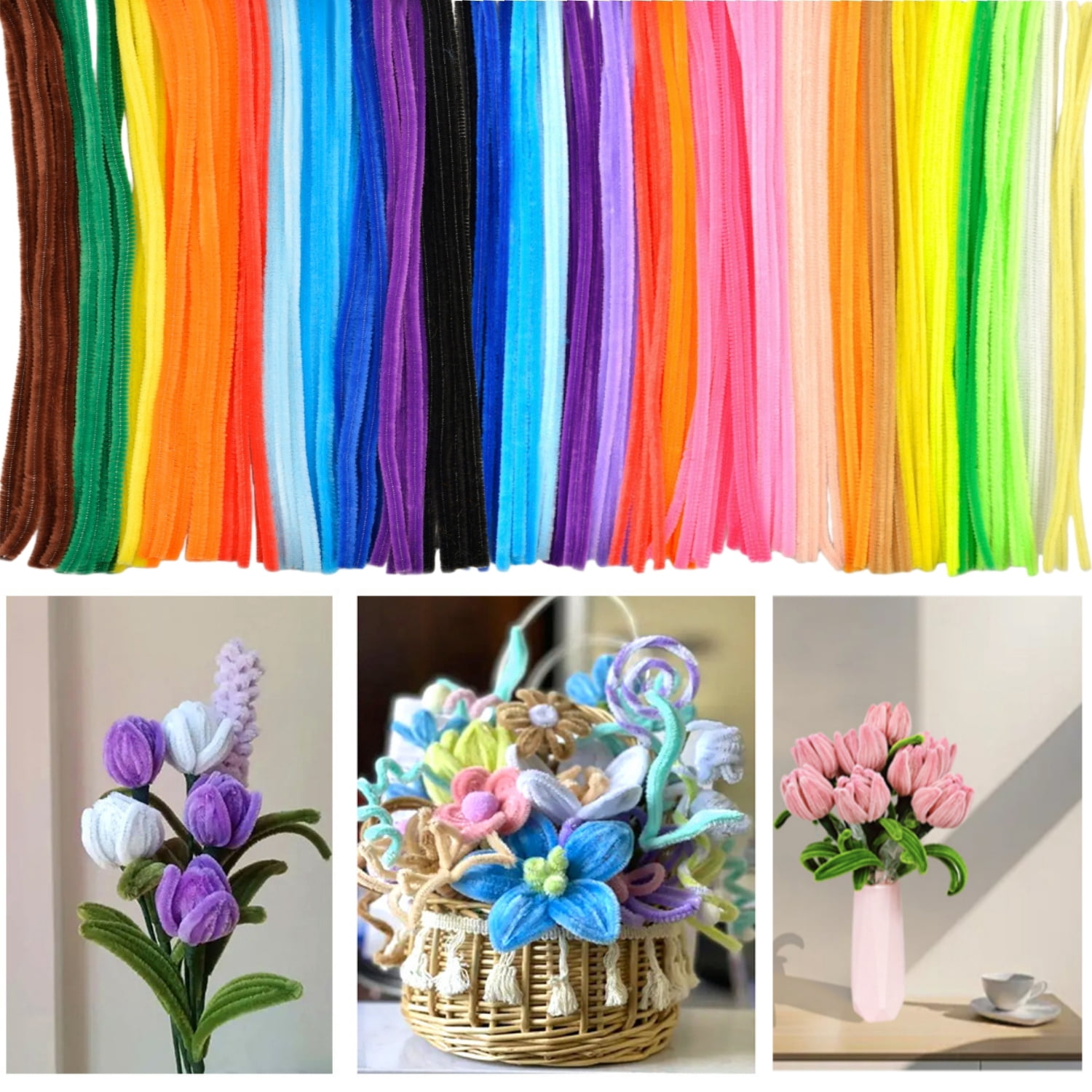 1600 Pcs 32 Colors Pipe Cleaners Chenille Stems Pipe Cleaners 6 mm X 12 Inch Craft Supplies Art Supplies For Kids Adults DIY Creative Decorations Creative DIY Projects Decorations