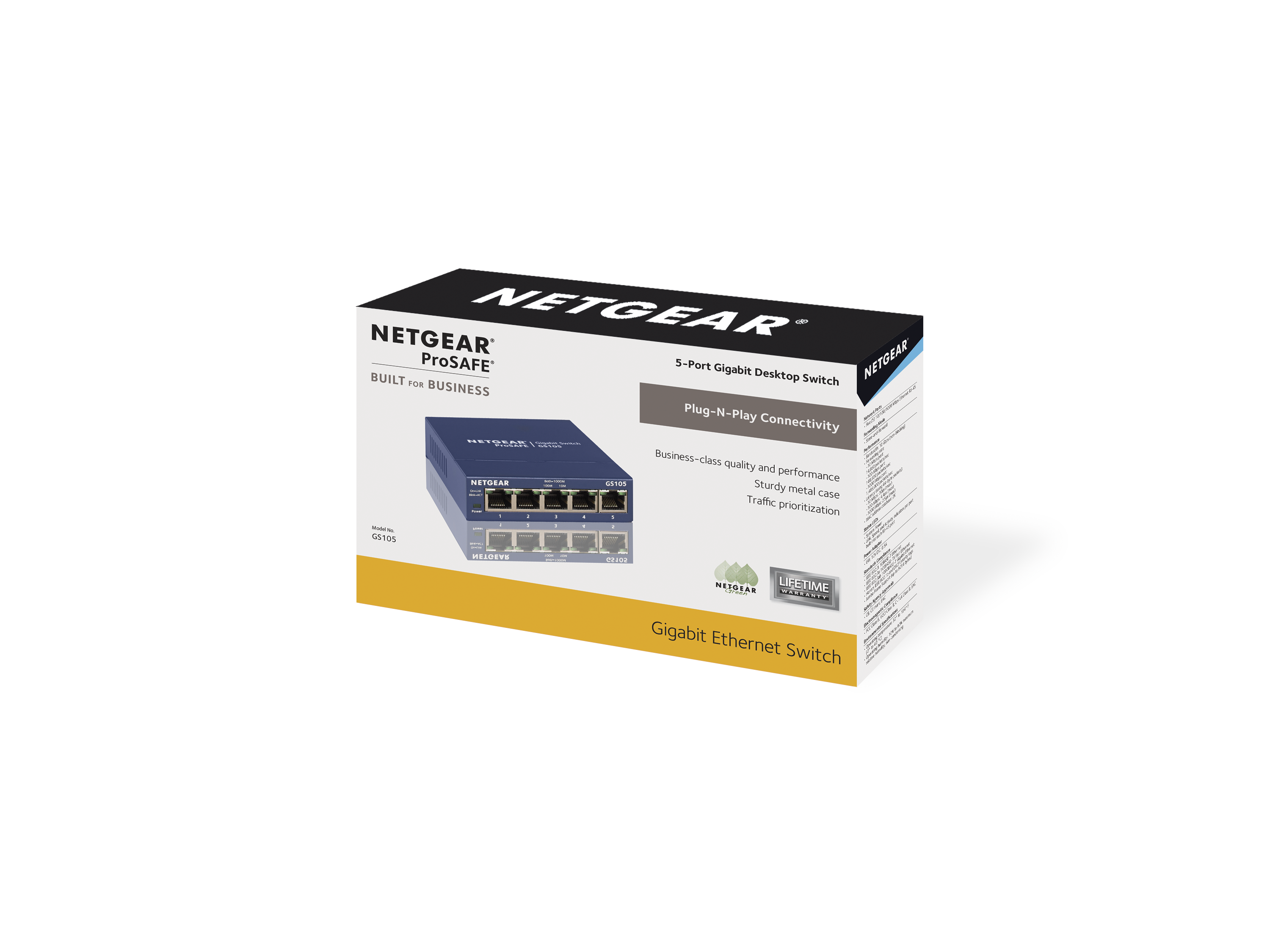 NETGEAR ProSAFE 5-port Gigabit Desktop Switch (GS105NA) - image 2 of 6