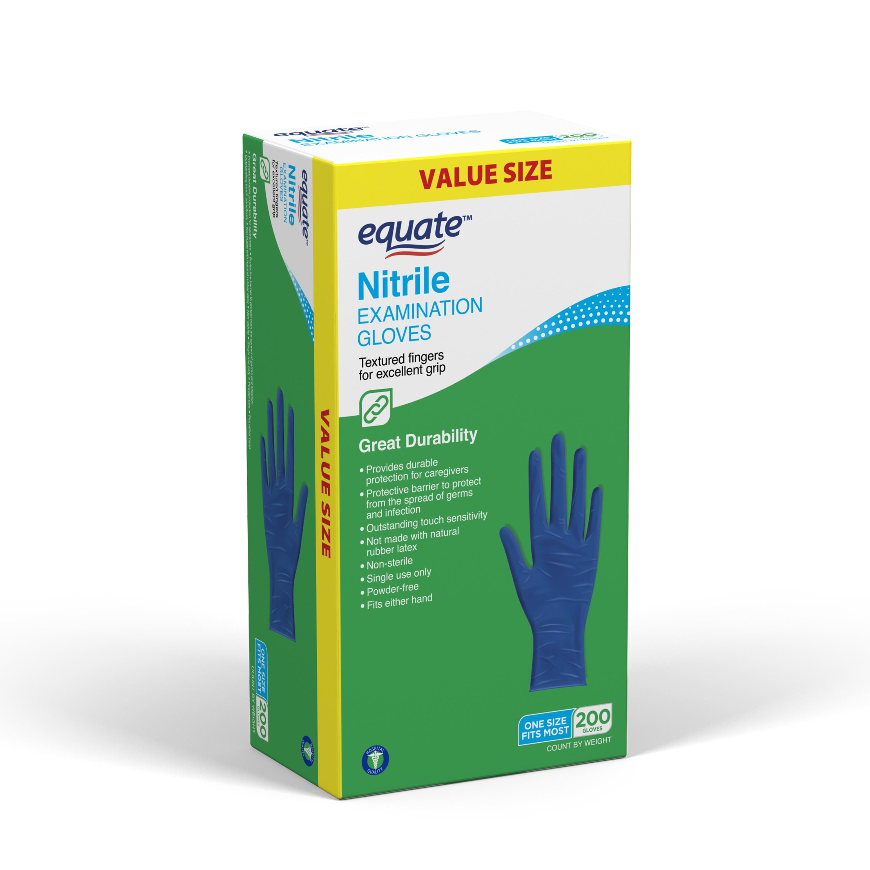 (5 pack) Equate Nitrile Examination Gloves, One Size Fits Most, 200 Count