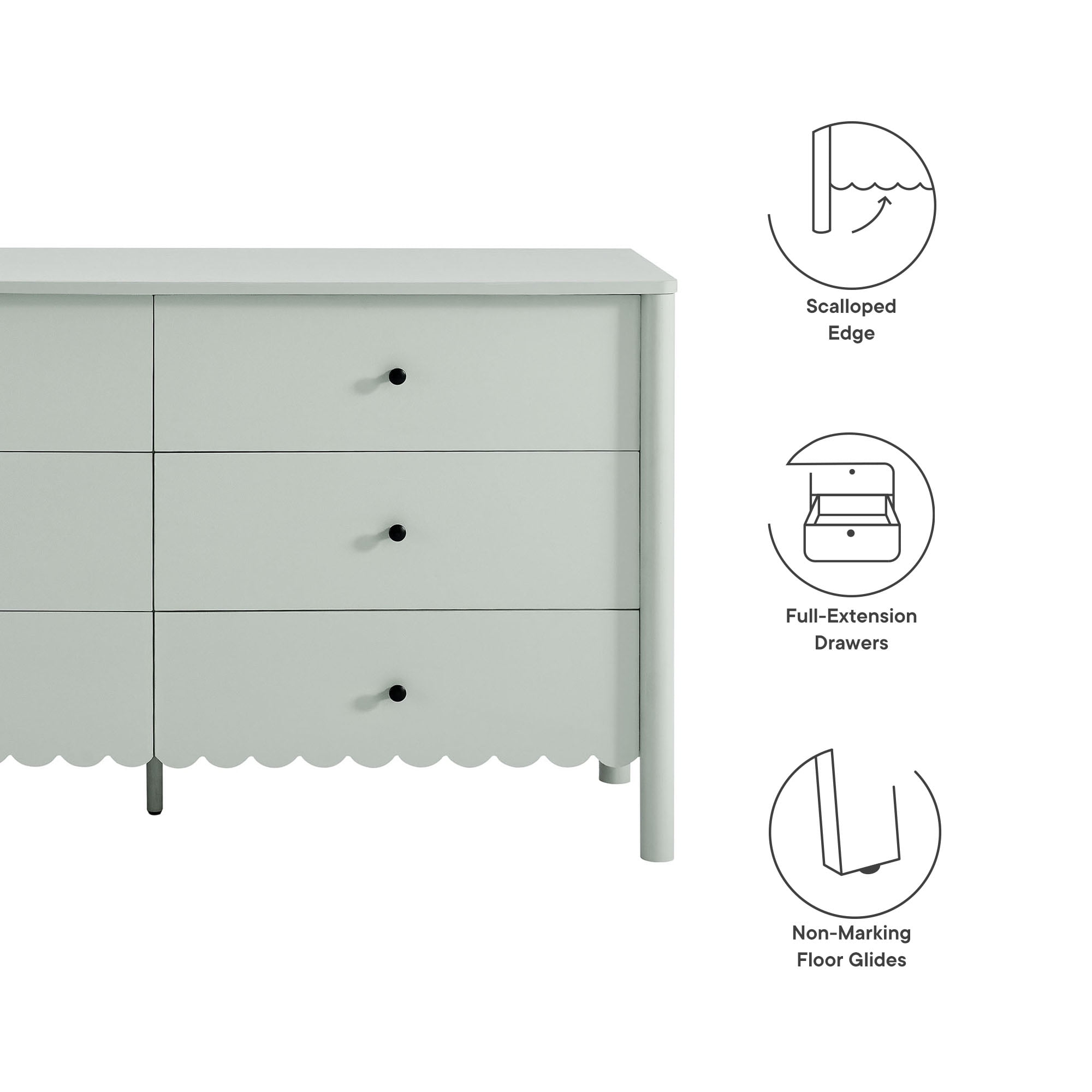 Modway Emmeline Scalloped 6-Drawer Dresser