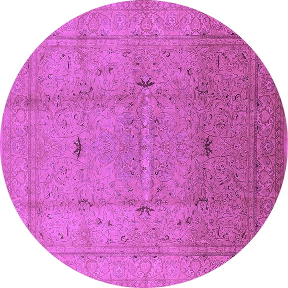 Ahgly Company Indoor Round Oriental Purple Industrial Area Rugs, 8' Round