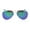 Gold Teal Mirror, variant on Classic Color Mirror Lens Thin Metal Rim Officer Cop Sunglasses Gold Gold Mirror