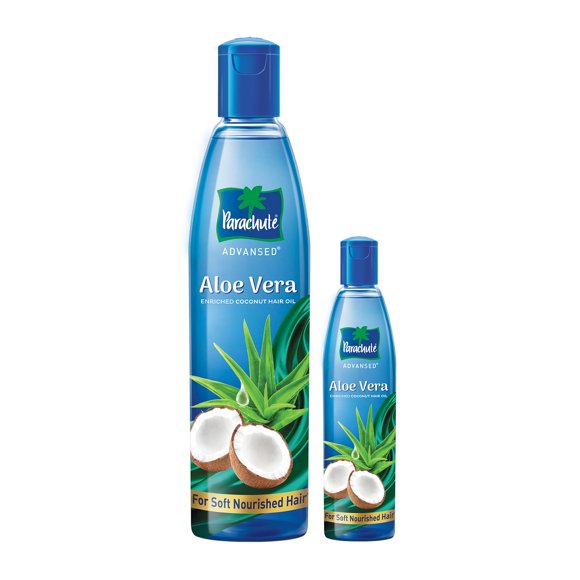 Parachute Advansed Huile Capillaire de Noix de Coco Enrichie à l'Aloe Vera, 250 ml + 75 ml / pour des Cheveux Doux et Forts