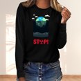 thumbnail image 2 of RKSTN Sweat-Shirt pour Femmes Mode Automne Léger Couleur Unie Manches Longues Col Rond Imprimé Pollution Marine, 2 of 4