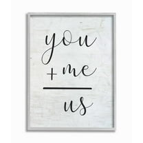 Stupell Industries You Plus Me Home Family Inspirational Word On Wood Texture Design Gray Farmhouse Rustic Framed Giclee Texturized Art by Lettered and Lined