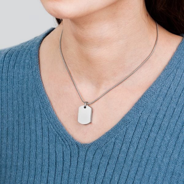 Classic Blank Cremation Dog Tag Necklace, Dog Tag Memorial Keepsake Jewelry, Ashes Holder Jewelry, Dog Tag Urn Ashes Holder Necklace, with Filling Kit and Velvet Box Ships Next Day! [No Engraving]