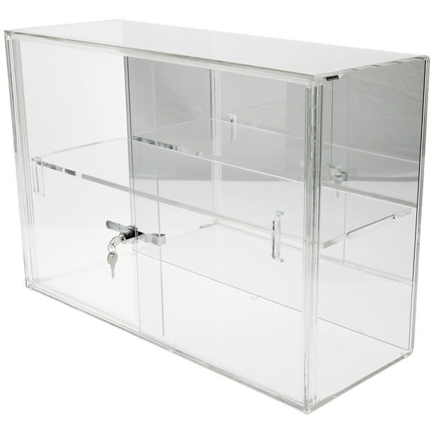Plymor Clear Acrylic Sliding Door Locking Display Case (Mirrored), 1
