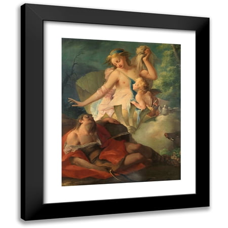 French School 12x14 Black Modern Framed Museum Art Print Titled - Venus and Adonis (18th Century)