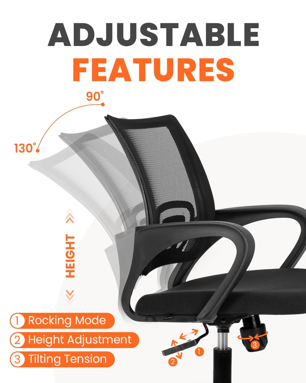 NEO CHAIR Office Desk Computer Chair Ergonomic Mesh Gaming Cushion Seat with Comfy Lumbar Mid Back Support Adjustable Height Swivel Rolling Wheels for Home Task (2 pk - Black)