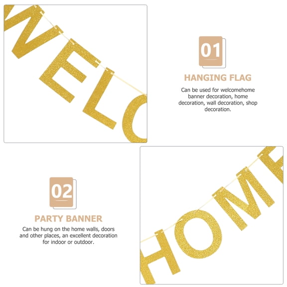 PTOOTP Welcome Party Banner in Golden Color for Home Decoration and Party Photo Prop