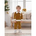 thumbnail image 6 of RUINIXCW Kids Toddler Baby Girl Boy Christmas Santa Costume Xmas Cosplay Outfit Long Sleeve Plush Lapel Velvet Button Down Jacket Coat and Pants Set Hat, 6 of 10