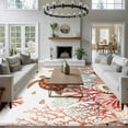 thumbnail image 3 of Brown Sea Turtles Area Rugs 5x7 ft Summer Ocean Marine Life Red Corals Shells Washable Rug Non Slip Indoor Carpet Absorbent Floor Mat for Living Room Bedroom Dining Room, 3 of 9