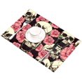 thumbnail image 3 of EREHome Ensemble de 4 Napperons Crâne Roses Roses avec Support 12x18 Pouces, 3 of 5