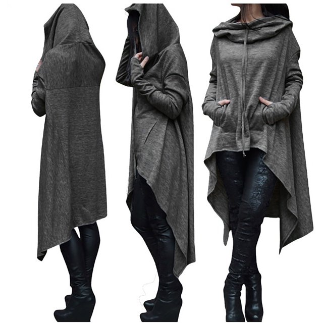 Heliisoer Chandails en Molleton Asymétriques Longs pour Femmes Grande Taille avec Capuche Fermeture Éclair Hauts Unis