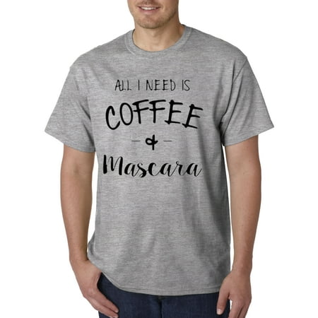 Trendy USA 102 - Unisex T-Shirt All I Need is Coffee & Mascara Large Heather