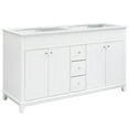 thumbnail image 3 of Christopher Knight Home 59" Bathroom Vanity with Double Sinks, Multi-Storage and Door Shelf, Soft-Close, White, 3 of 13