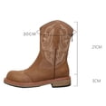 thumbnail image 4 of IUJSOY Women's Western Mid Calf Boots Embroidery Round Toe Cowboy Boots Zipper Motorcycle Boots, 4 of 9