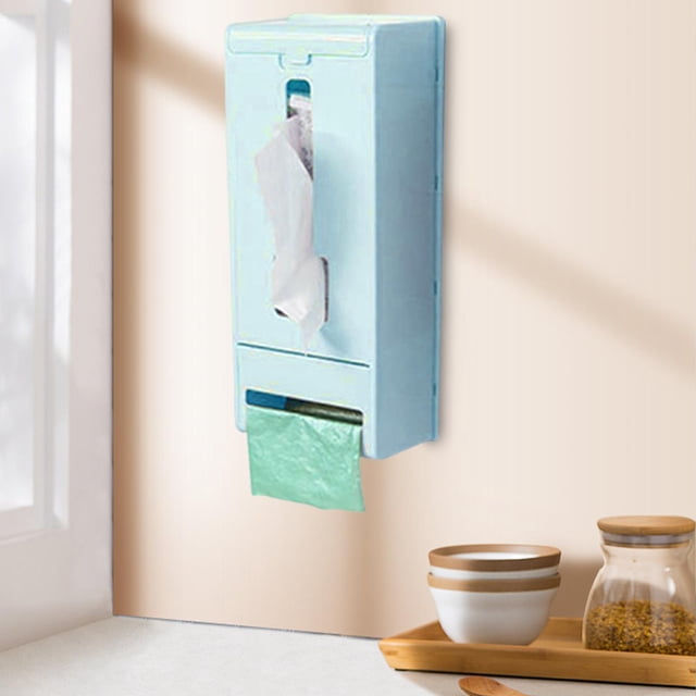 Soporte para bolsas de comestibles, contenedores decorativos, impermeable, montado en la pared, organizador de bolsas de basura para el hogar, baño, , Azul Baoblaze Estuche de almacenamiento