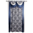 thumbnail image 6 of Bella Luxury Jacquard Curtain Panel with Attached Waterfall Valance & Scarf 54 by 84-Inch Navy, 6 of 6