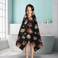 thumbnail image 6 of Black Skull Flower Mushroom Pattern Hooded Bath Towel，50"x30" for Ages 3 To 12 Kids, Quick Dry Lightweight Soft Microfiber Hood Beach Towel Cover Up for Kids, 6 of 7