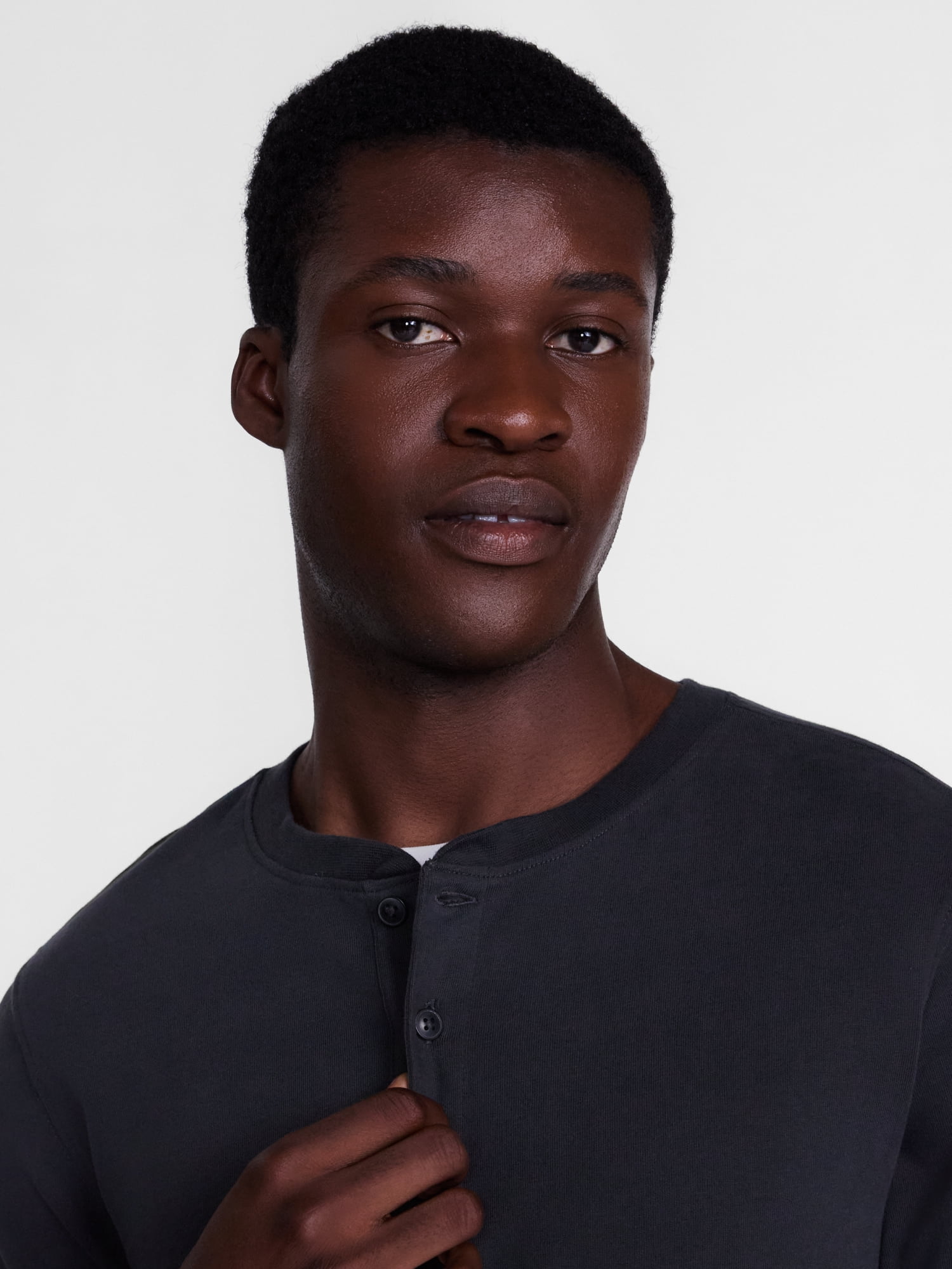 George Men's Henley Shirt with Long Sleeves, Sizes S-5XB