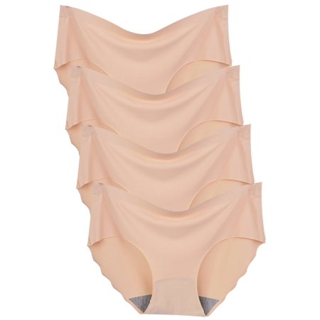 GaaiKei 4 Pack Women's Invisible Seamless Hipster Panties Mid-Rise No Show Laser Cut Brief Underwear,Nude Size 6