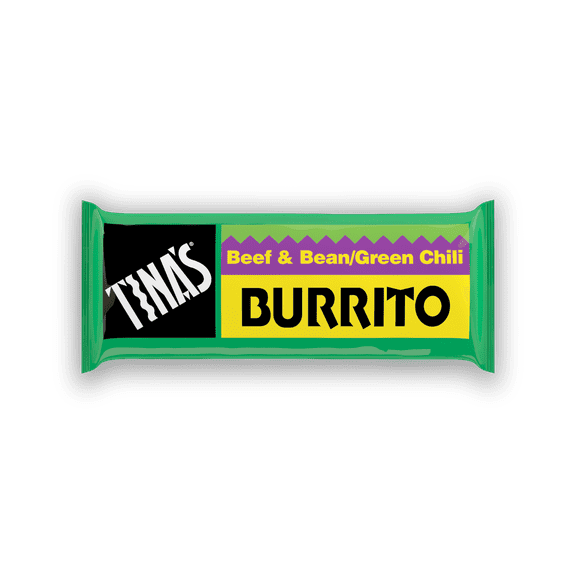 Tina's Beef & Bean/Green Chili Burrito, 4 oz, Plastic Film Wrapped, 1 Count (Frozen)