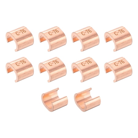 Uxcell 10Pcs Pack Copper C Tap C-76 C Shape Grounding Connector for 60 ~ 76mm / 2.36 ~ 2.99 Inch Wire Rope and Electric Wires End Assortment