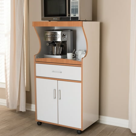 Baxton Studio Edonia Modern and Contemporary Beech Brown and White Finish Kitchen (Best Way To Stain Kitchen Cabinets)