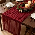 thumbnail image 4 of Christmas Table Runner, Gauze Table Runner, Bohemian Crinkled Gauze Table Runner, Holiday Table Decor for Xmas Party Dining Table Decoration, 4 of 6