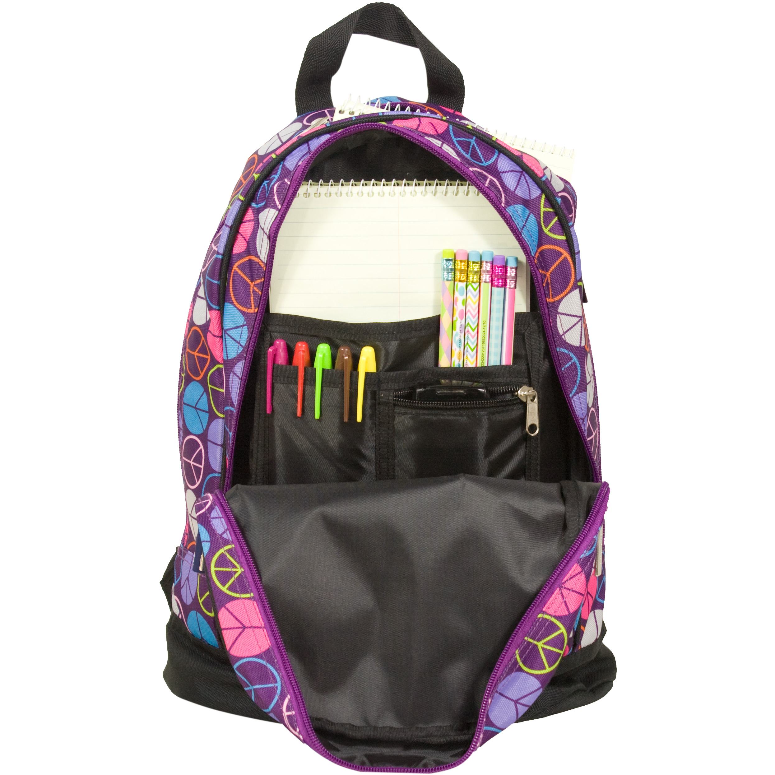 Peace Signs Purple 15 Inch Backpack - image 2 of 3