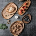 thumbnail image 3 of Oval Wooden Tray Dinner Plates Kitchen Tableware for Party Snacks Dried Fruits, 3 of 9