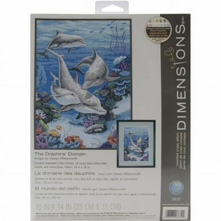 UPC: 0088677038304 | Dimensions Needlecrafts 3830 Dolphins  Domain Counted Cross Stitch Kit
